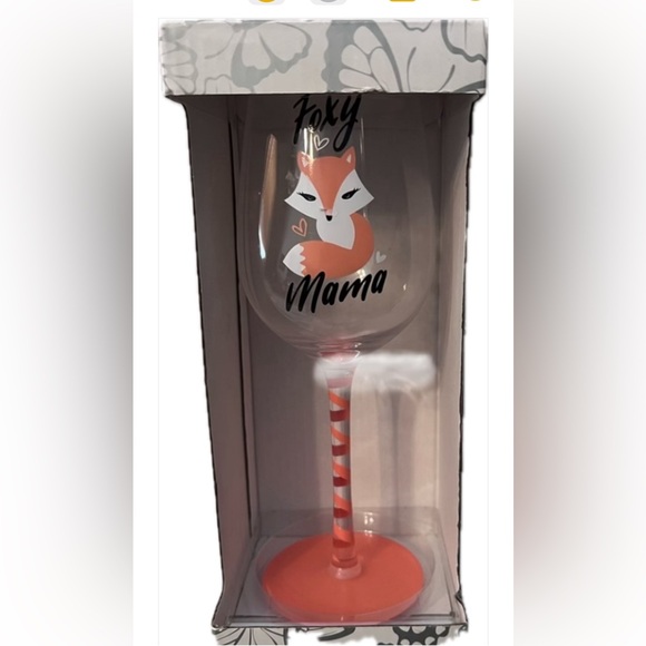 Raise the Bar Other - RAISE THE BAR Foxy Mama Wine Glass - Orange and White NWT